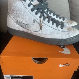 Nike Blazer Mid '77 EMB White and Gray Sneakers